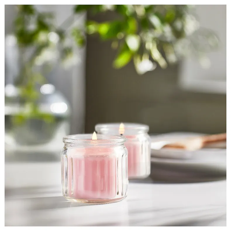 IKEA LUGNARE ЛУГНАРЕ, ароматизована свічка у склянці, жасмин/рожевий, 12 годин. 705.714.83 фото №3