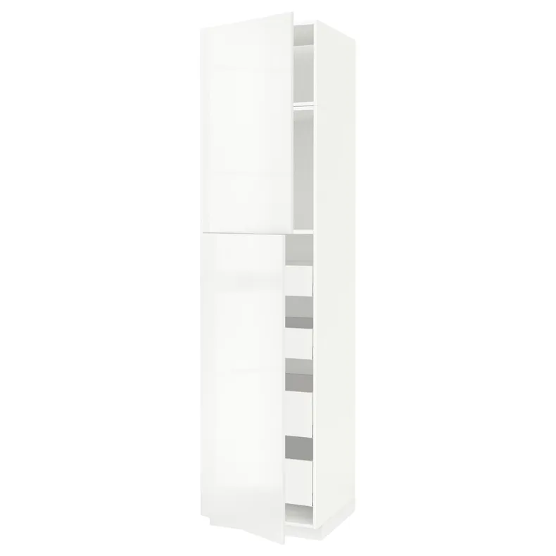 IKEA METOD МЕТОД / MAXIMERA МАКСІМЕРА, висока шафа, 2 дверцят / 4 шухляди, білий / РІНГХУЛЬТ білий, 60x60x240 см 894.674.91 фото №1