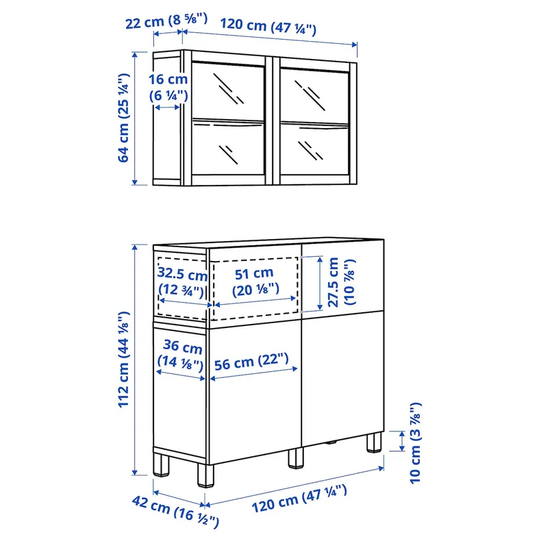 IKEA BESTÅ БЕСТО, комб для хран с дверц / ящ, черный / коричневый Studsviken / Stubbarp / темно-коричневый плетеный тополь, 120x42x213 см 994.360.41 фото №8