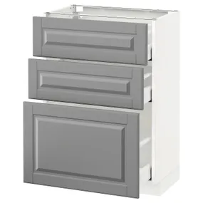 IKEA METOD МЕТОД / MAXIMERA МАКСИМЕРА, напольный шкаф с 3 ящиками, белый / бодбинский серый, 60x37 см 090.521.55 фото