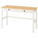 IKEA HEMNES ХЕМНЭС, стол с 2 ящиками, белое пятно / светло-коричневый, 120x47 см 305.349.54 фото thumb №1