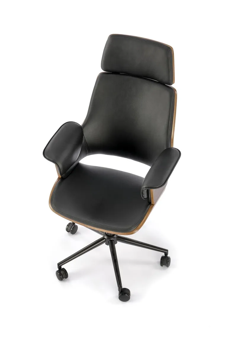 Кресло компьютерное офисное вращающееся HALMAR WEBER орех/черный, экокожа фото №14