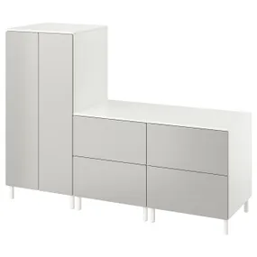 IKEA SMÅSTAD СМОСТАД / PLATSA ПЛАТСА, гардероб, біло-сірий з 2 комодами, 180x57x133 см 594.850.24 фото