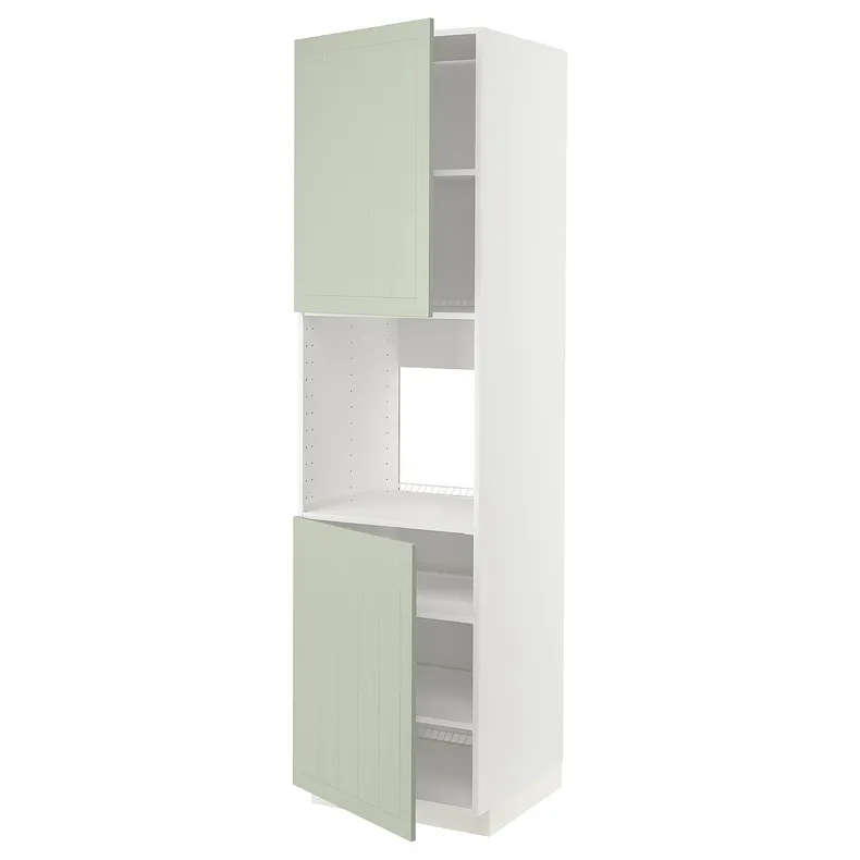 IKEA METOD МЕТОД, висока шафа для дух, 2 дверцят / пол, білий / Стенсунд світло-зелений, 60x60x220 см 694.875.60 фото №1