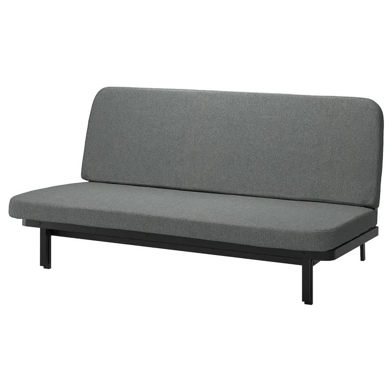 IKEA NYHAMN НІХАМН, 3-місний диван-ліжко, з пінополіуретановим матрацом / СКАРТОФТА чорний / світло-сірий 994.999.91 фото №1
