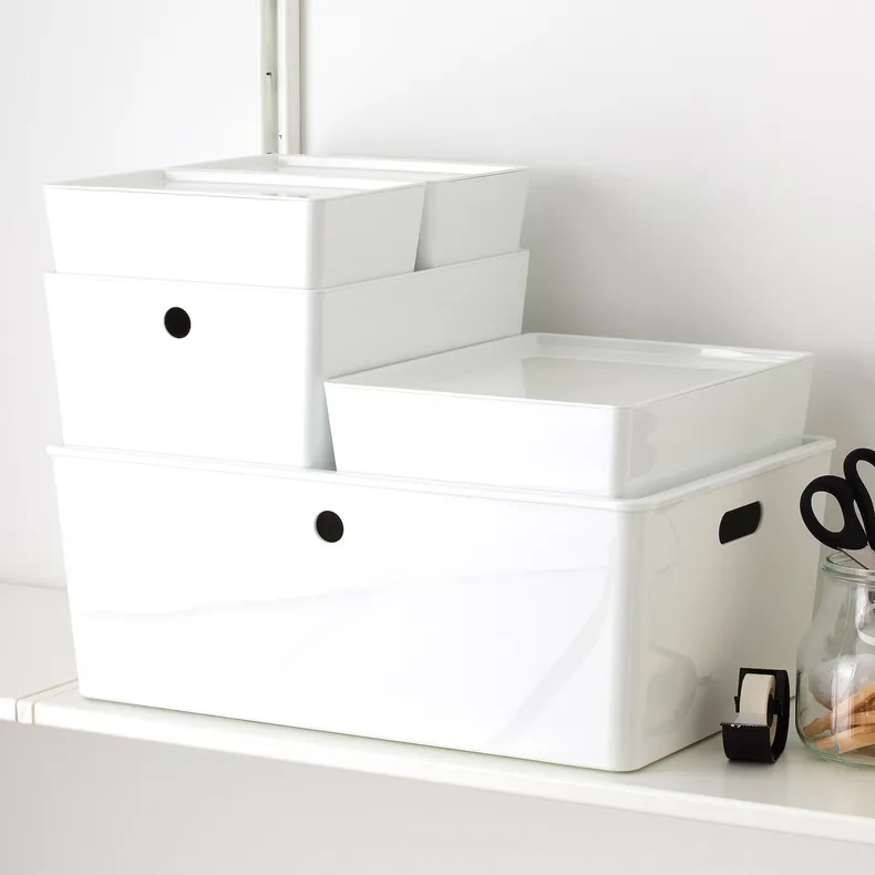 IKEA KUGGIS КУГГІС, коробка з кришкою, білий, 37x54x21 см 895.612.00 фото №7