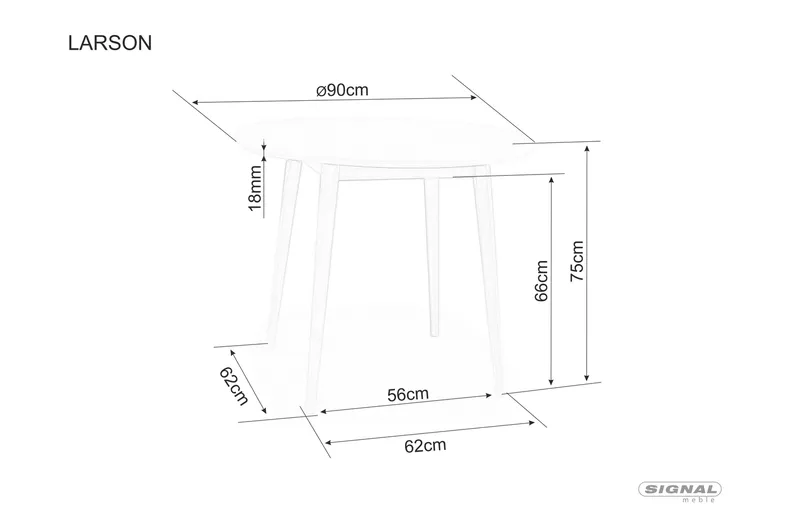 Стіл кухонний SIGNAL LARSON, білий, 90x90 фото №2