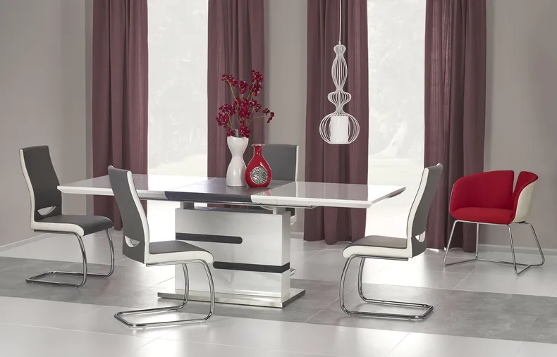Кухонний стіл HALMAR MONACO 160-220x90 см, білий / попелястий фото №2