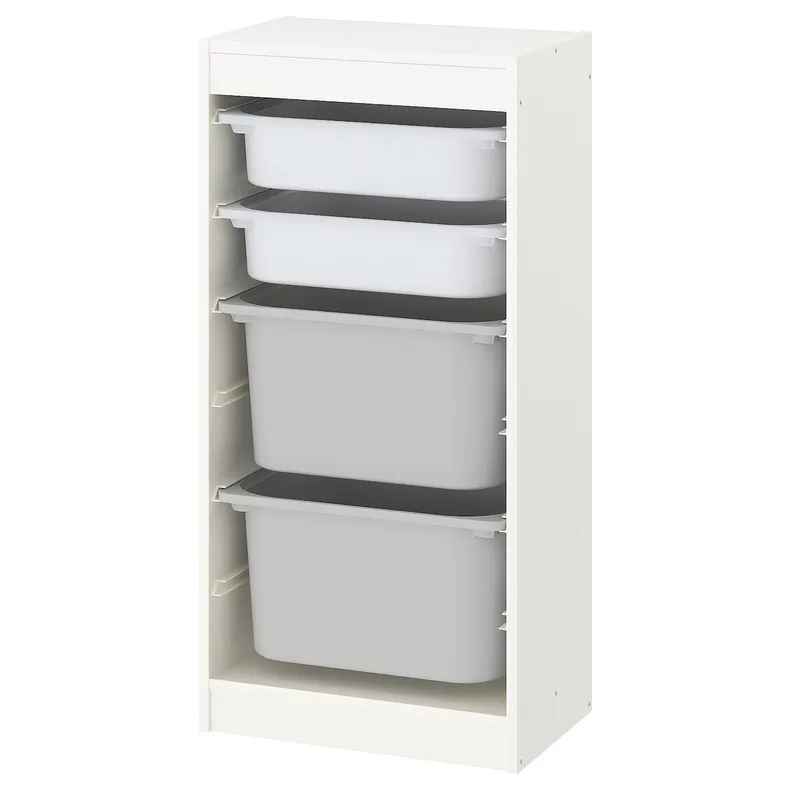 IKEA TROFAST ТРУФАСТ, комбінація для зберіган +контейнери, білий/білий сірий, 46x30x94 см 093.304.64 фото №1
