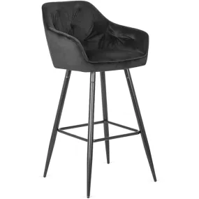 Барный стул бархатный MEBEL ELITE SALEM Velvet, черный / черный фото