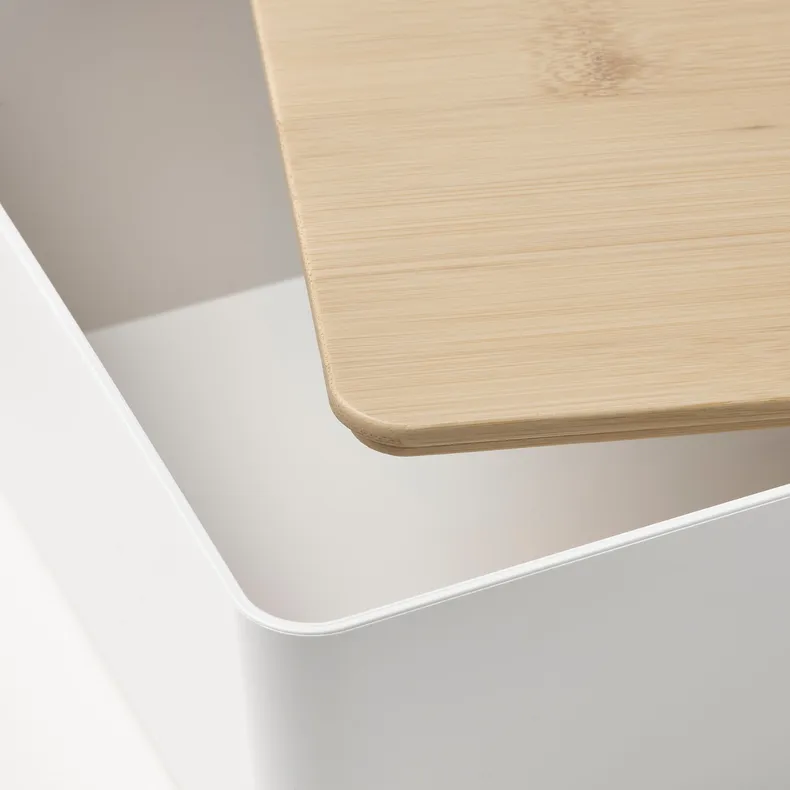 IKEA KUGGIS КУГГІС, коробка з кришкою, білий/бамбук, 13x18x8 см 695.612.82 фото №2