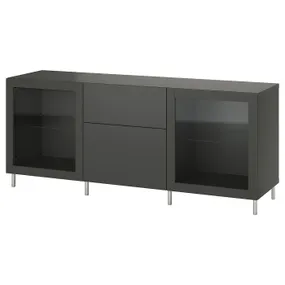 IKEA BESTÅ БЕСТО, модуль для зберігання із шухлядами, темно-сірий ЛАППВІКЕН / СІНДВІК темно-сірий, 180x42x74 см 095.558.30 фото