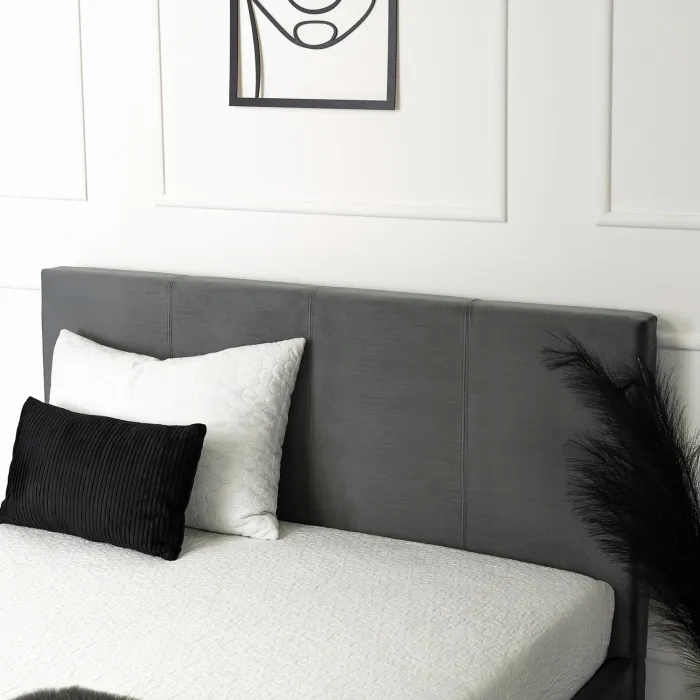 Ліжко двоспальне оксамитове MEBEL ELITE MELIA Velvet, 140x200 см, Темно-сірий фото №8