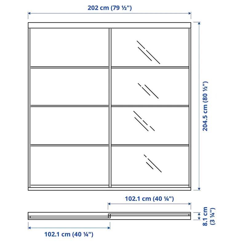 IKEA SKYTTA СКЮТТА / MEHAMN/AULI МЕХАМН/АУЛІ, комбінація розсувних дверцят, біле/дубове тоноване біле дзеркало, 202x205 см 395.759.21 фото №3