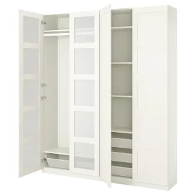 IKEA PAX ПАКС / BERGSBO БЕРГСБУ, гардероб, комбинация, белое / матовое стекло, 200x38x236 см 593.288.97 фото
