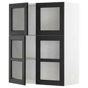 IKEA METOD МЕТОД, навесной шкаф / полки / 4 стеклян двери, белый / Лерхиттан с черными пятнами, 80x100 см 794.618.47 фото