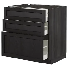 IKEA METOD МЕТОД / MAXIMERA МАКСИМЕРА, напольный шкаф с 3 ящиками, черный / Лерхиттан с черными пятнами, 80x60 см 192.600.31 фото