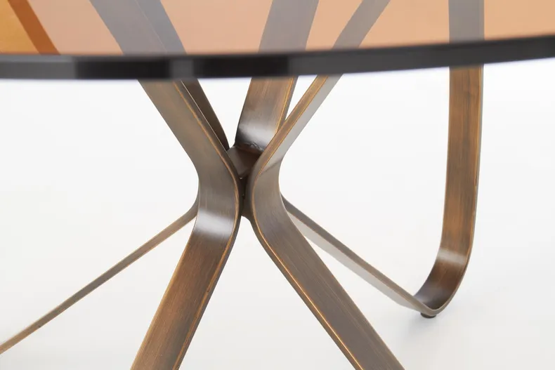 Кухонний стіл HALMAR LUNGO 120x120 см античне золото/коричневий фото №7