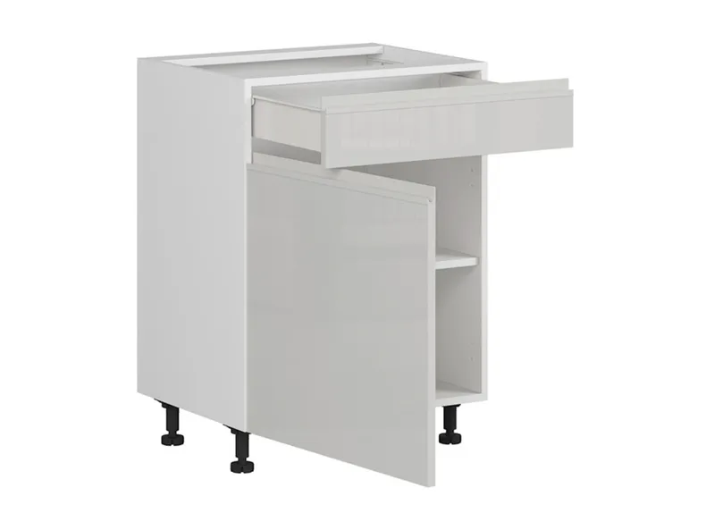 BRW Кухонный цокольный шкаф Sole 60 см левый с выдвижным ящиком светло-серый глянец, альпийский белый/светло-серый глянец FH_D1S_60/82_L/SMB-BAL/XRAL7047 фото №3