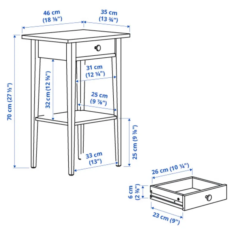 IKEA HEMNES ХЕМНЕС, приліжковий столик, синя пляма, 46x35 см 505.739.49 фото №5