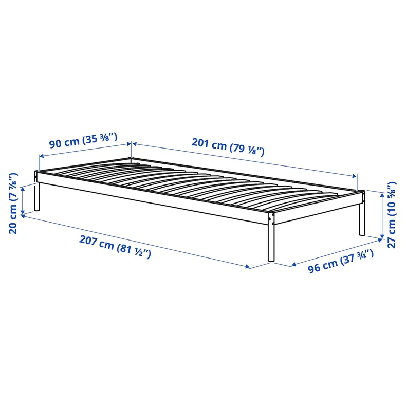 IKEA VEVELSTAD ВЕВЕЛЬСТАД, каркас кровати с 2 изголовьями, белый / толстенный ротанг, 90x200 см 794.418.02 фото №7