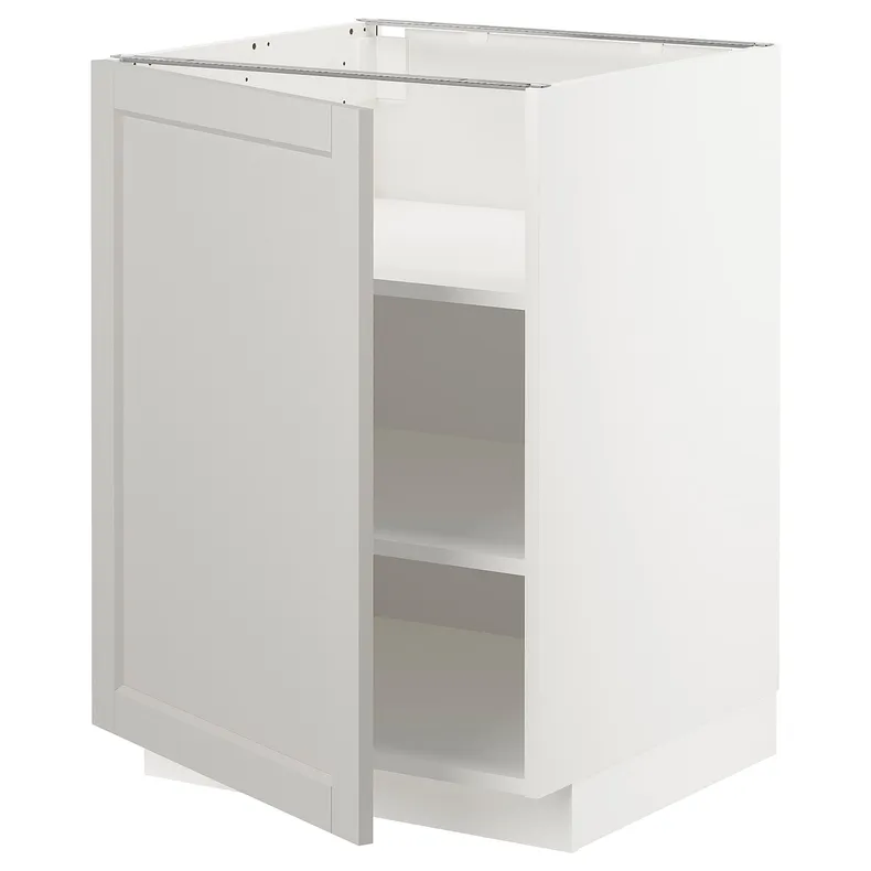IKEA METOD МЕТОД, підлогова шафа з полицями, білий / світло-сірий Lerhyttan, 60x60 см 594.635.74 фото №1