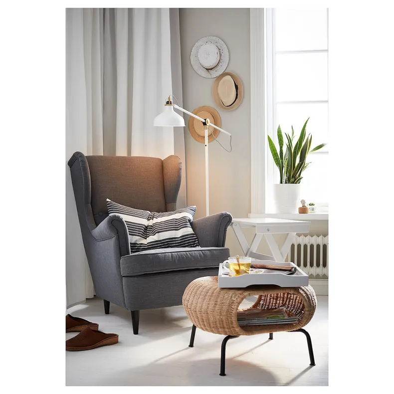 IKEA STRANDMON СТРАНДМОН, кресло с подголовником, Nordvalla темно-серый 203.432.24 фото №3