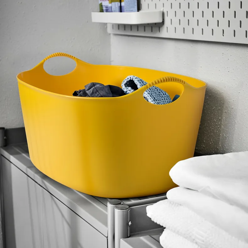 IKEA TORKIS ТОРКИС, гибкая корзина д/белья, желтый, 35 l 505.791.64 фото №3