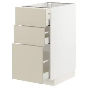 IKEA METOD МЕТОД / MAXIMERA МАКСИМЕРА, напольный шкаф с 3 ящиками, белый / гавсторпский бежевый, 40x60 см 894.266.98 фото