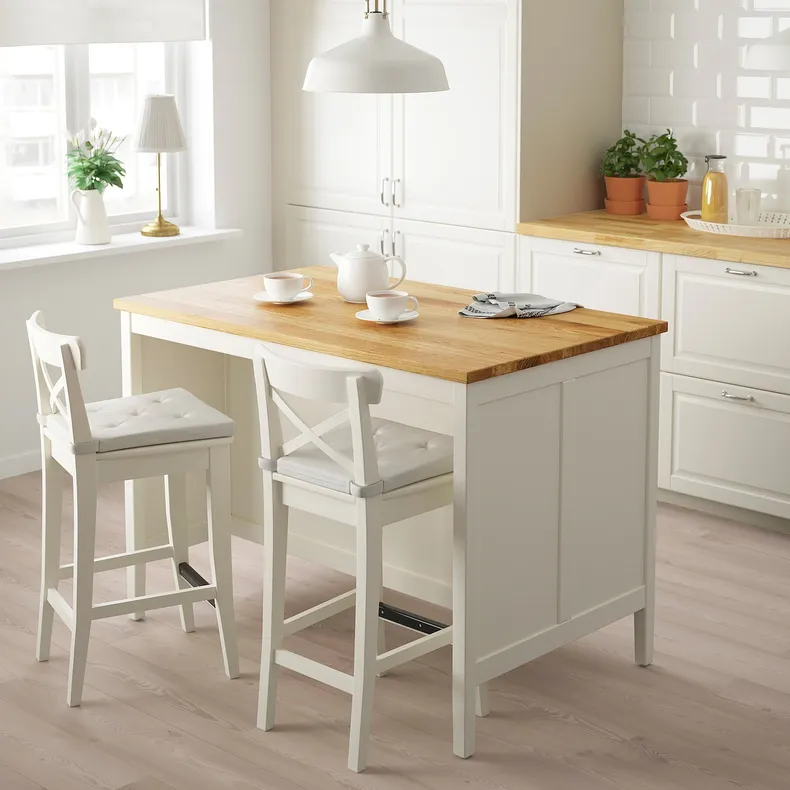 IKEA TORNVIKEN ТОРНВІКЕН, кухонний острівець, кремово-білий/дуб, 126x77 см 403.916.57 фото №2