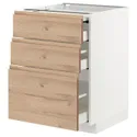 IKEA METOD МЕТОД / MAXIMERA МАКСИМЕРА, напольный шкаф с выдвиж панелью / 3ящ, белый / Воксторп имит. дуб, 60x60 см 894.333.78 фото thumb №1