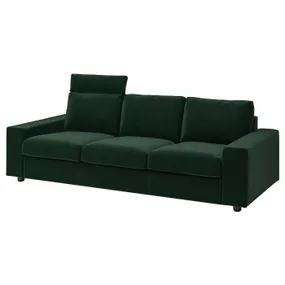 IKEA VIMLE ВІМЛЕ, 3-місний диван, з підголівником з широкими підлокітниками/Djuparp темно-зелений 995.014.04 фото