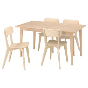 IKEA SKANSNÄS СКАНСНЕС / LISABO ЛІСАБО, стіл+4 стільці, світлий шпон бука / ясен, 150 / 205 см 895.615.25 фото