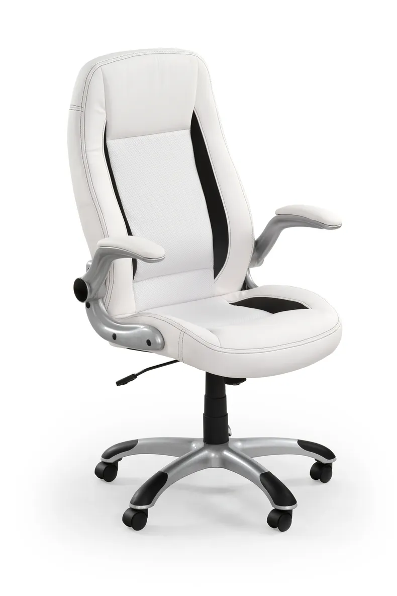 Крісло комп'ютерне офісне обертове HALMAR SATURN білий, екошкіра перфорована фото №1