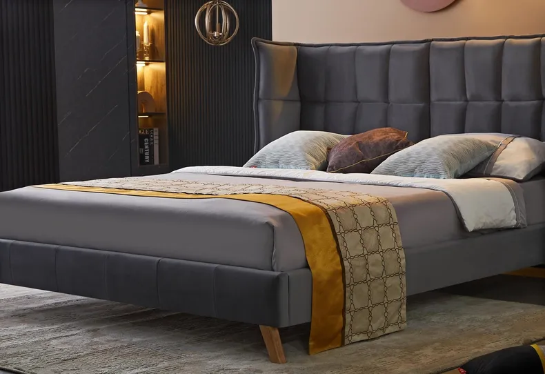 Ліжко двоспальне HALMAR SCANDINO 160x200 см, сіре фото №9