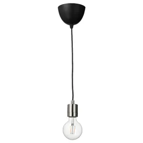 IKEA SKAFTET СКАФТЕТ / LUNNOM ЛУННОМ, підвісний світильник із лампою, нікельована/прозора сфера 694.944.24 фото