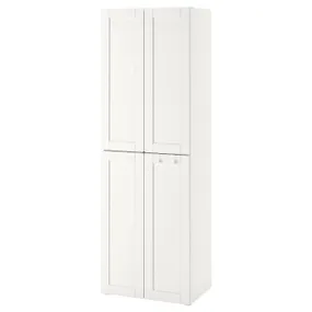 IKEA SMÅSTAD СМОСТАД, гардероб, білий з каркасом/з 2 штангами для одягу, 60x42x181 см 493.909.03 фото