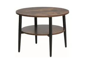 Журнальний столик круглий SIGNAL ELLA B, 60x60 см, дерево: рустикальний коричневий / матовий чорний фото