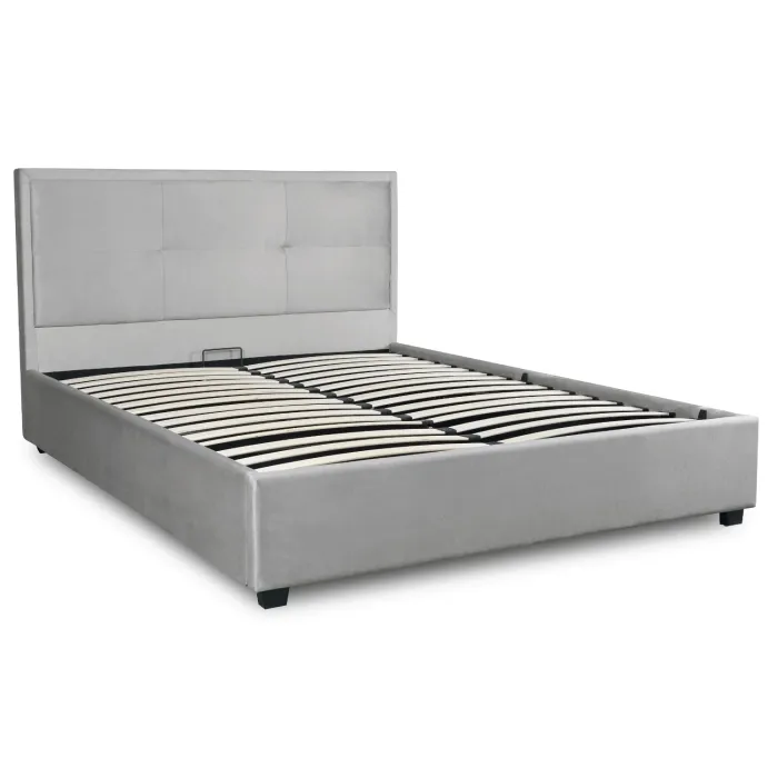 Кровать двуспальная бархатная MEBEL ELITE ANDRE Velvet, 160x200 см, светло-серый фото №10