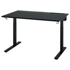 IKEA MITTZON МІТТЗОН, письмовий стіл, шпон з мореного чорного ясена / чорний, 120x80 см 995.260.70 фото