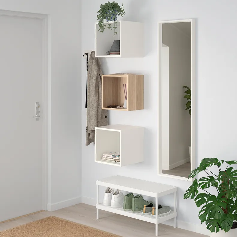 IKEA EKET ЭКЕТ, комбинация настенных шкафов, дуб, окрашенный в белый цвет, 105x35x70 см 392.863.51 фото №3