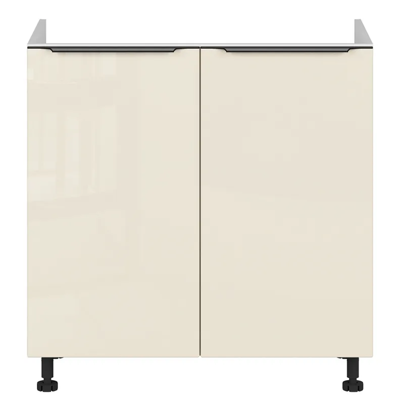 BRW Sole L6 80 см двухдверный кухонный шкаф под мойку магнолия жемчуг, альпийский белый/жемчуг магнолии FM_DK_80/82_L/P-BAL/MAPE фото №1