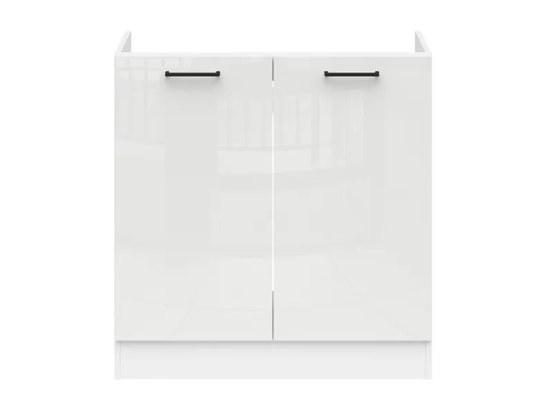 BRW Кухонный шкаф под мойку Junona Line 80 см мел глянец, белый/мелкозернистый белый глянец DK2D/80/82-BI/KRP фото №1