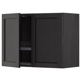 IKEA METOD МЕТОД, навесной шкаф с сушилкой / 2дверцы, черный / Лерхиттан с черными пятнами, 80x60 см 594.680.53 фото