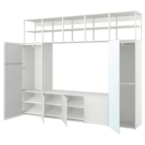 IKEA PLATSA ПЛАТСА, гардероб із 5 дверцятами, біле дзеркальне скло STRAUMEN/FONNES біле, 300x42x241 см 294.369.59 фото