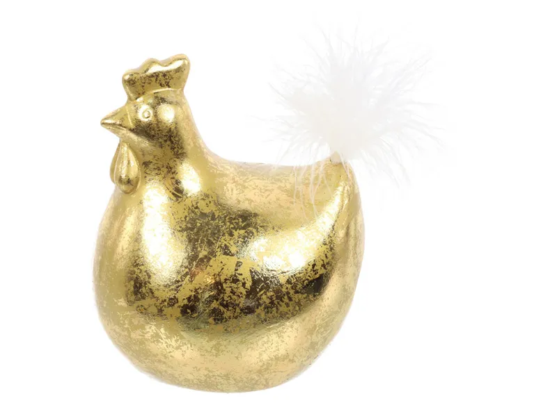 BRW Декоративная фигурка BRW Курица с пером, золотой 092500 фото №1