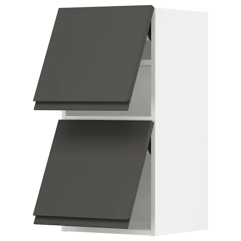 IKEA METOD МЕТОД, навесной шкаф / 2 дверцы, горизонтал, белый / Воксторп темно-серый, 40x80 см 393.930.54 фото №1