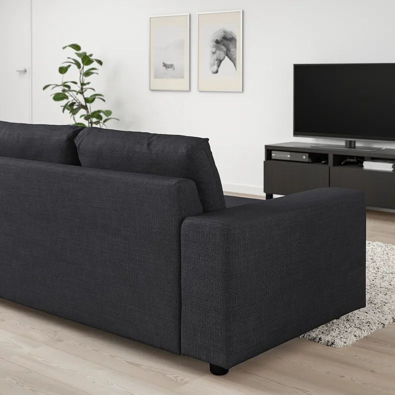 IKEA VIMLE ВІМЛЕ, 3-місний диван із кушеткою, з широкими підлокітниками/Холдований антрацит 495.555.12 фото №2