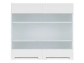 BRW Двухдверный верхний кухонный шкаф Iris 80 см с витриной белый суперматовый, альпийский белый/ белый суперматовый FB_G_80/72_LV/PV-BAL/BISM фото