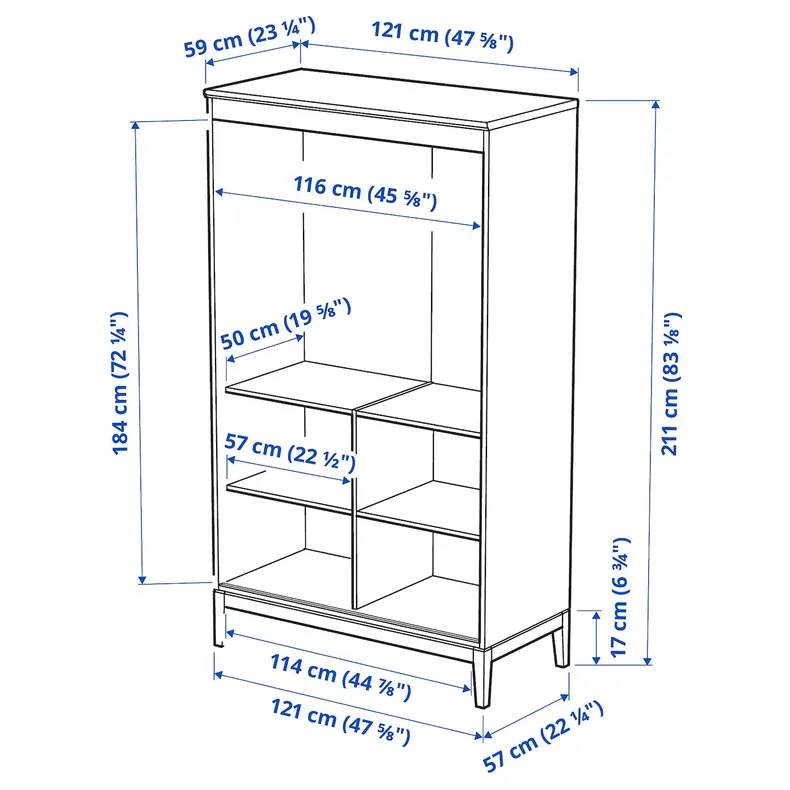 IKEA IDANÄS ІДАНЕС, гардероб, білий, 121x211 см 604.588.35 фото №7